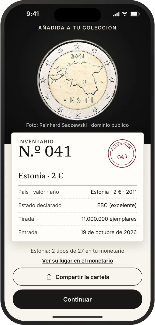 Cartela de inventario N.º 041 con su sello, lista para compartir.