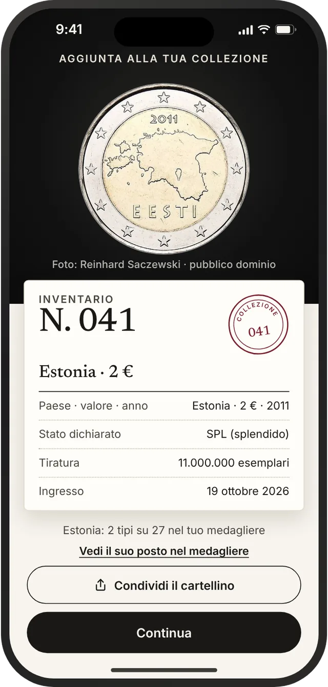 Cartellino d'inventario N. 041 con timbro, pronto da condividere.